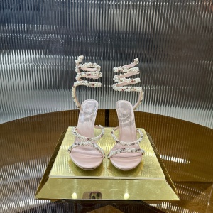 rene caovilla cleo pearly crystal snake-wrap sandal shoes